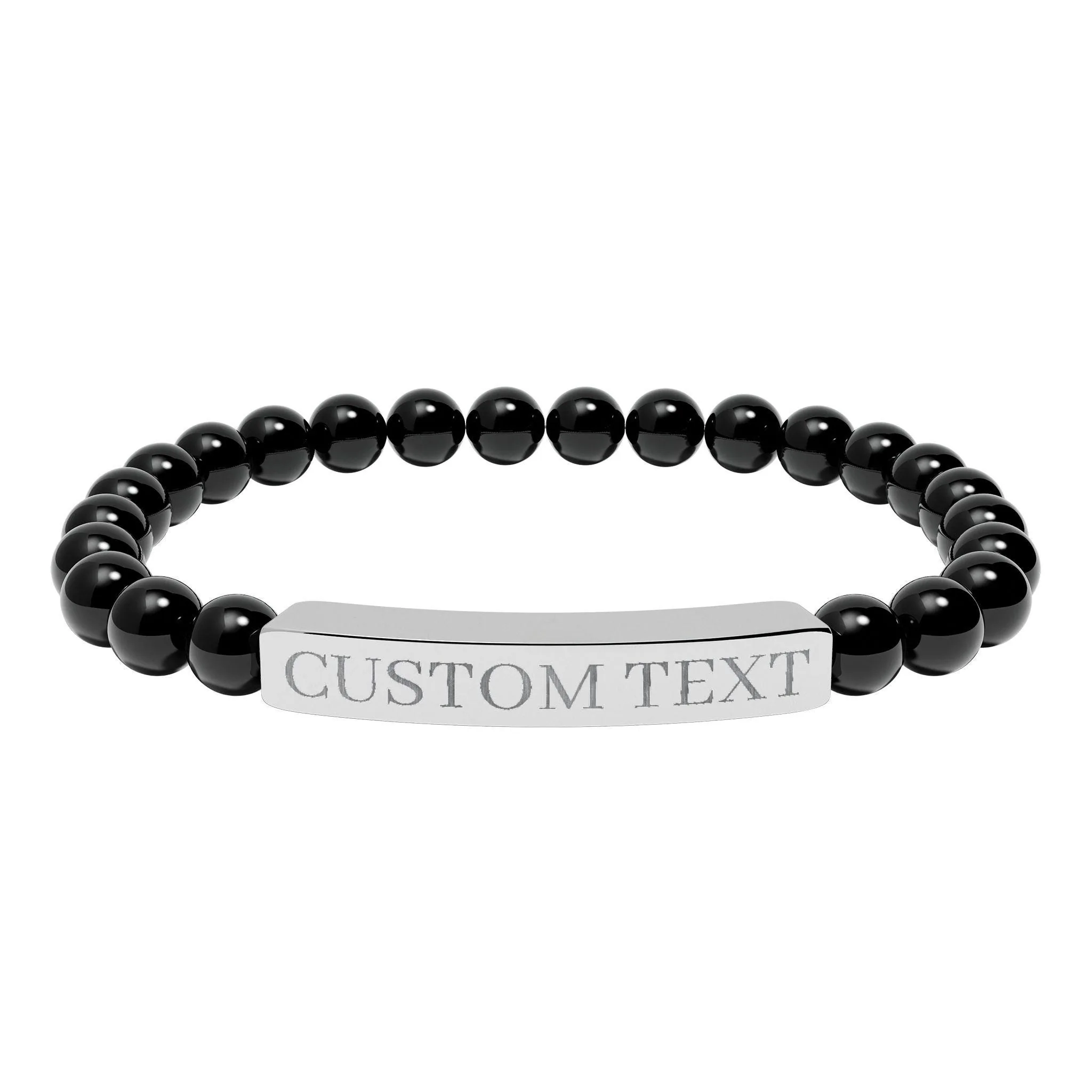 View 3 of Custom Engraved Bar Natural Stone Bracelet
