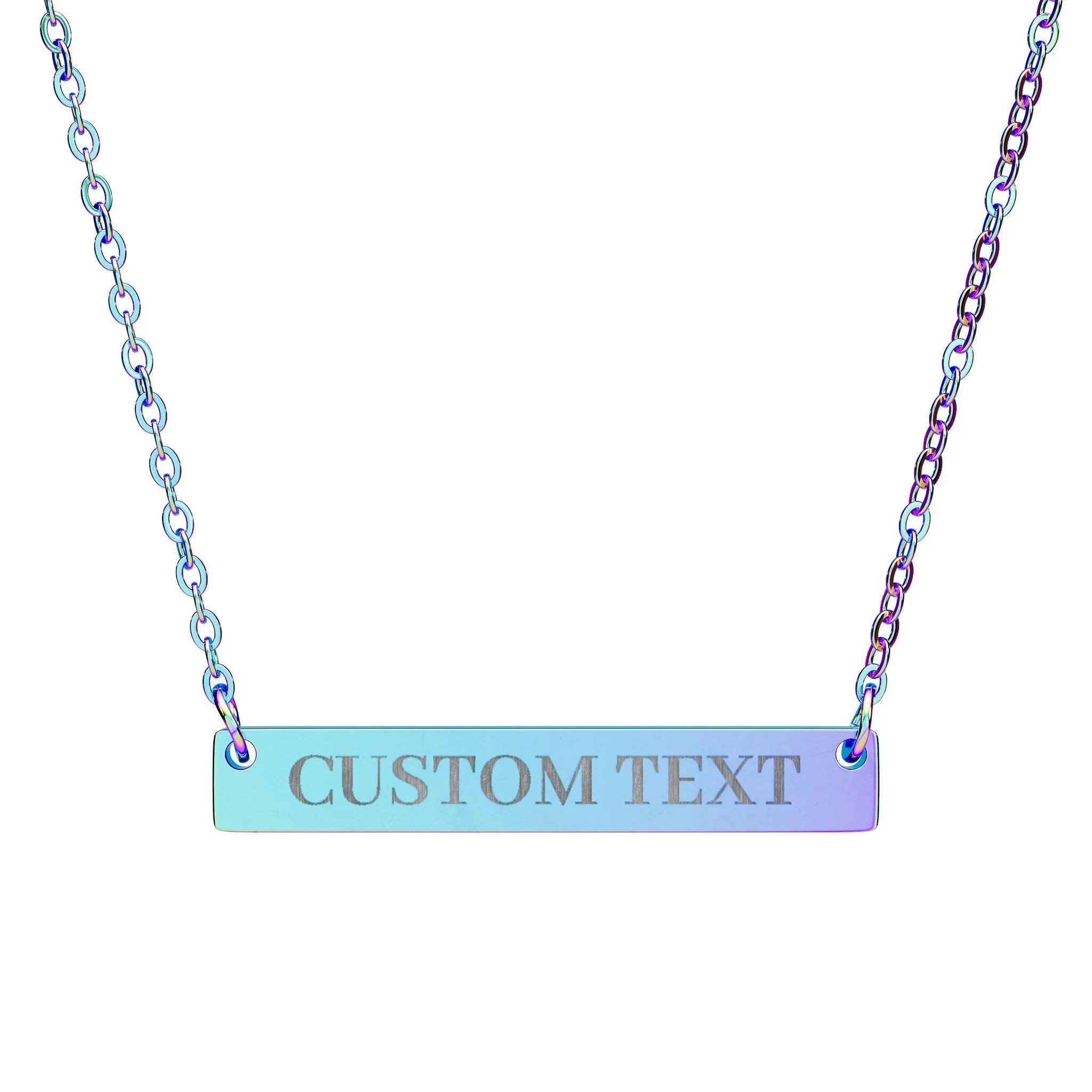 View 2 of Custom Engraved Horizontal Bar Necklace
