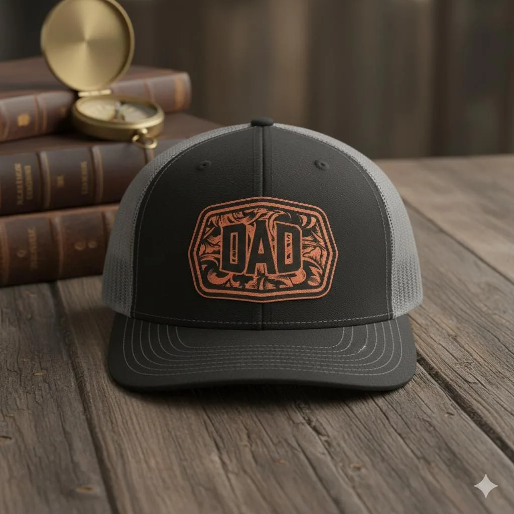 View 6 of Dad Leather Patch Trucker Hat