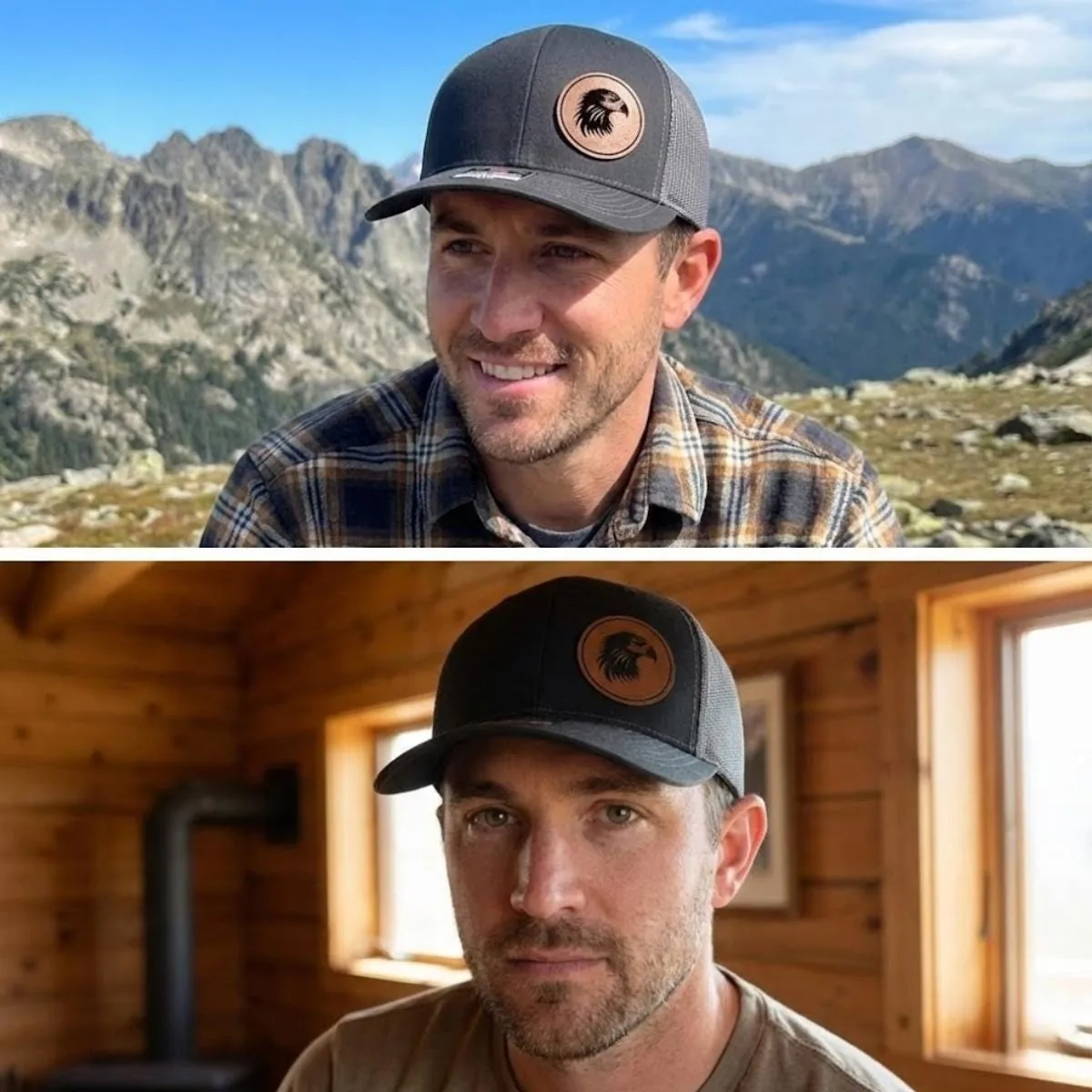 View 2 of Eagle Leather Patch Trucker Hat