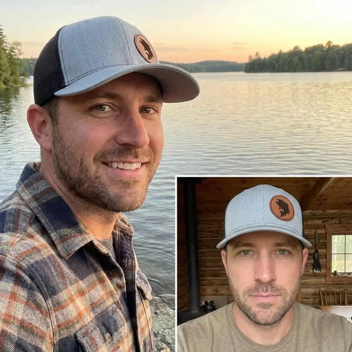 View 5 of Fish Leather Patch Trucker Hat