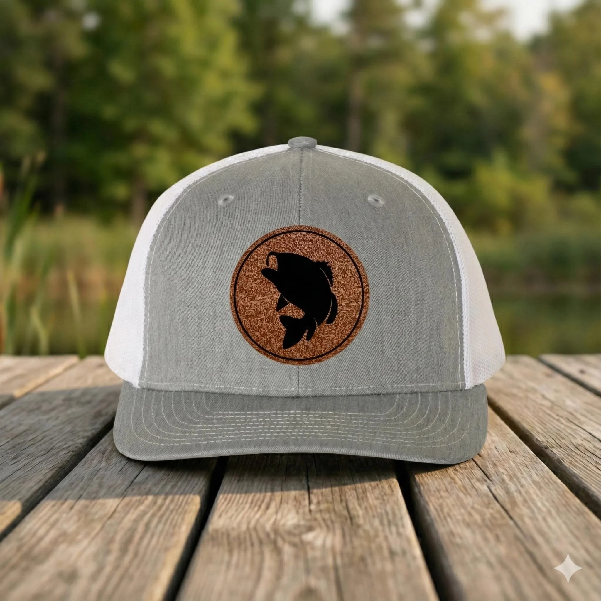 Fish Leather Patch Trucker Hat