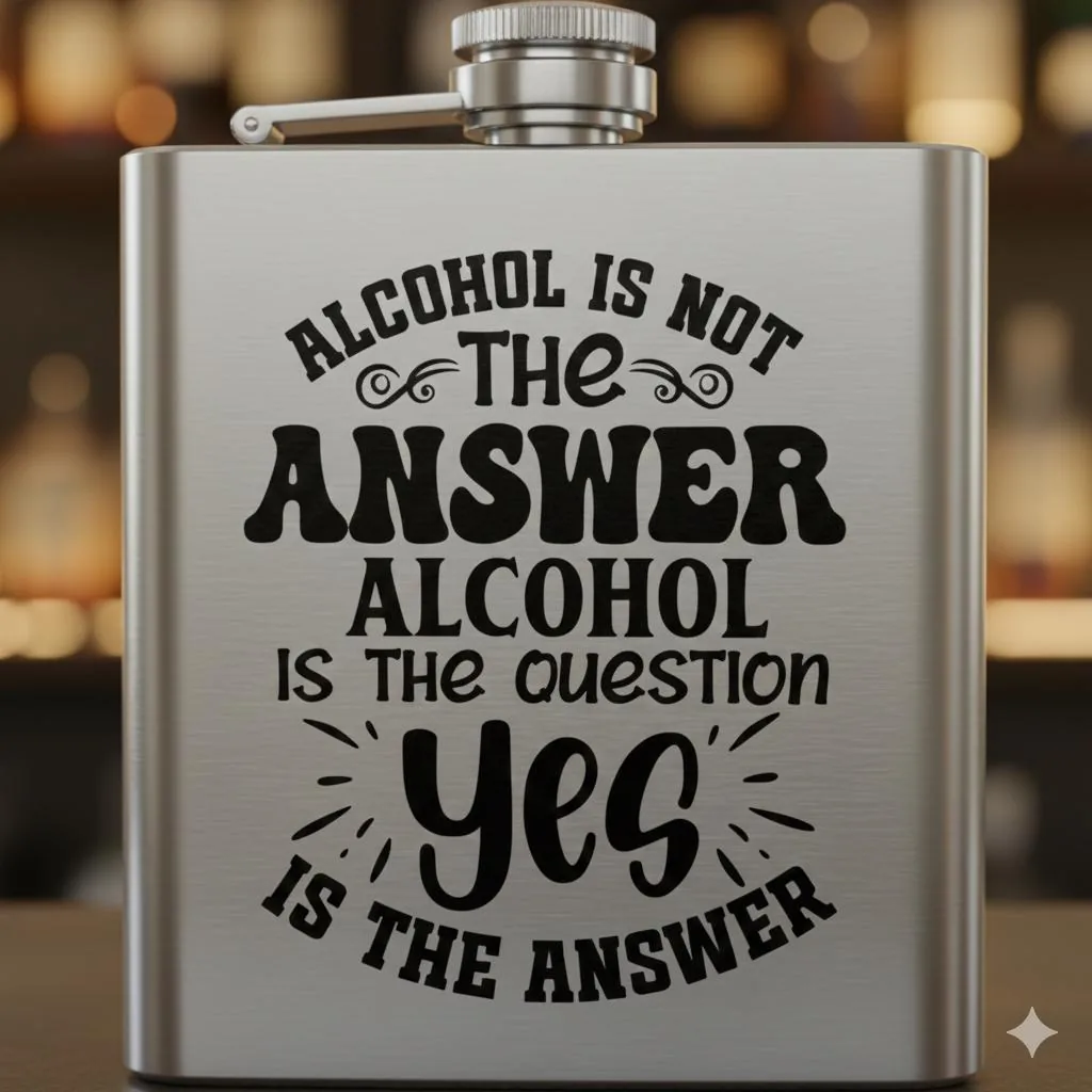 View 2 of Funny Engraved Stainless Steel Hip Flask