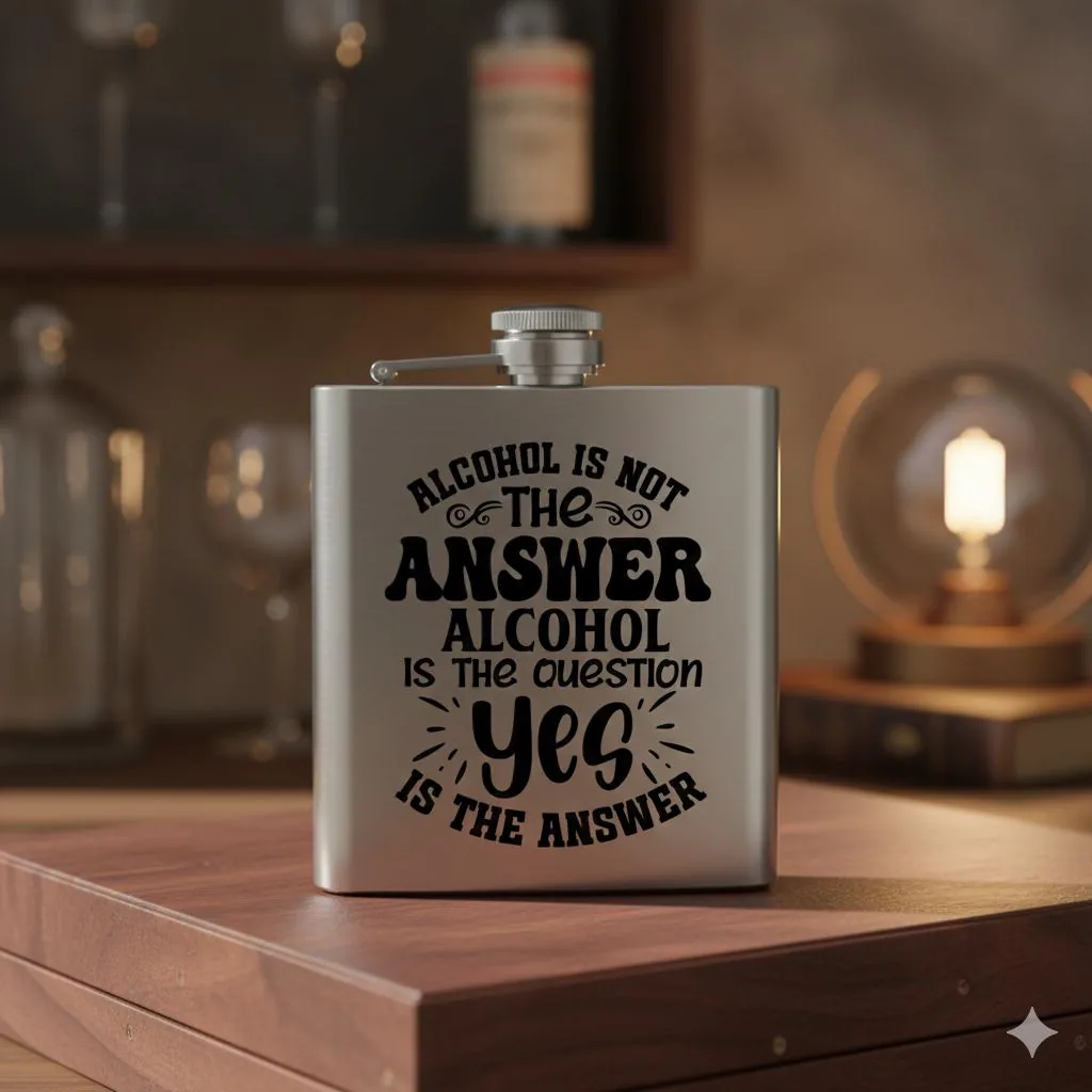 View 5 of Funny Engraved Stainless Steel Hip Flask