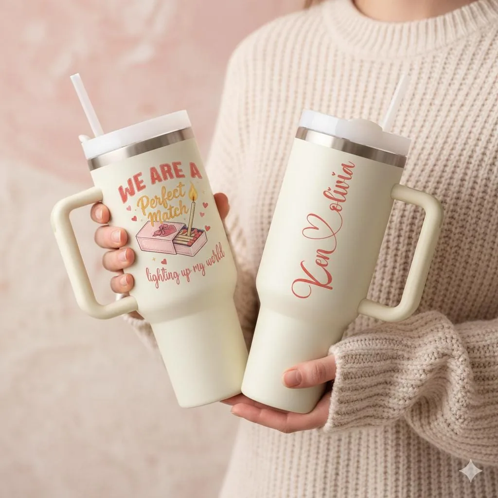 View 2 of Perfect Match Valentine 40 Oz Tumbler With Handle