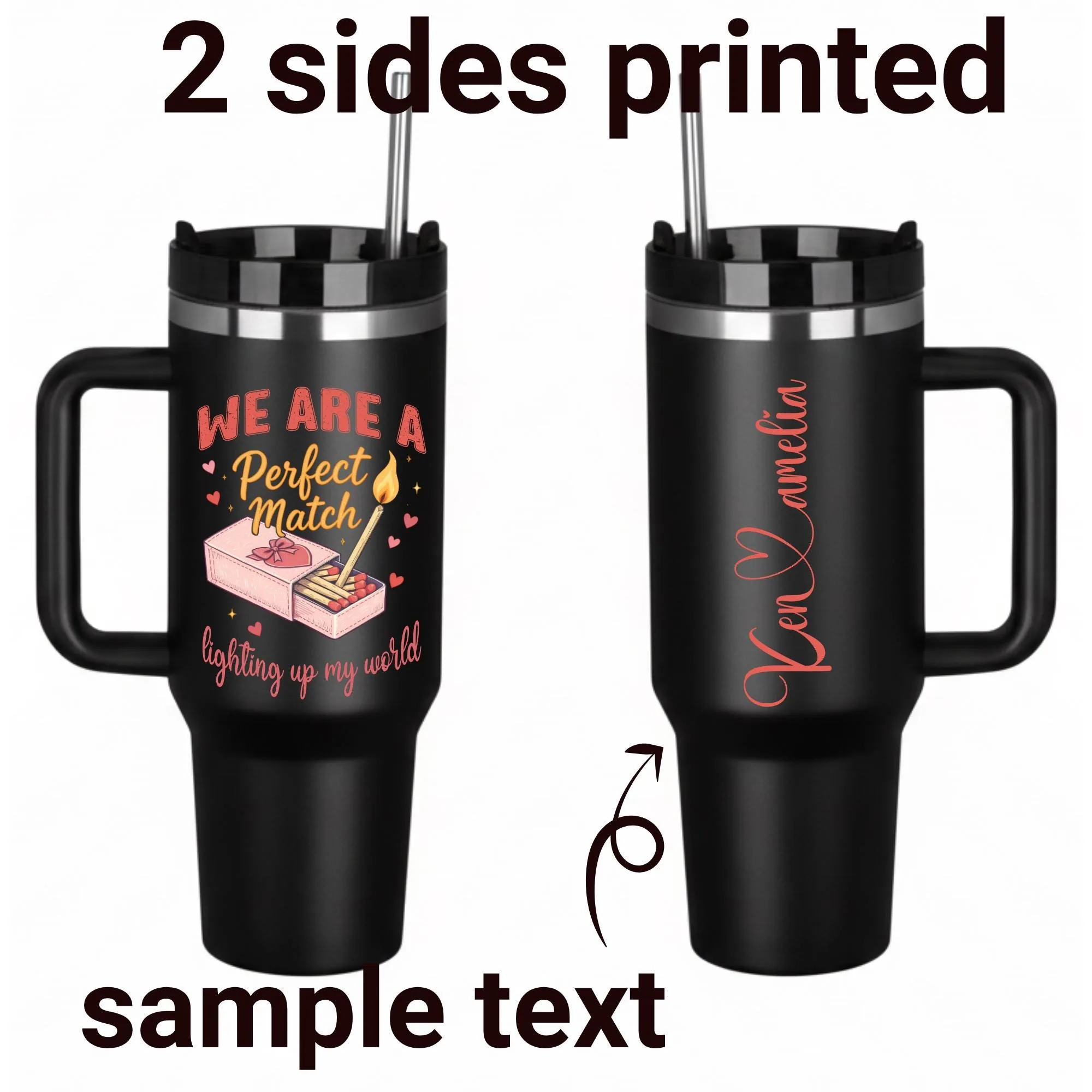 View 3 of Perfect Match Valentine 40 Oz Tumbler With Handle