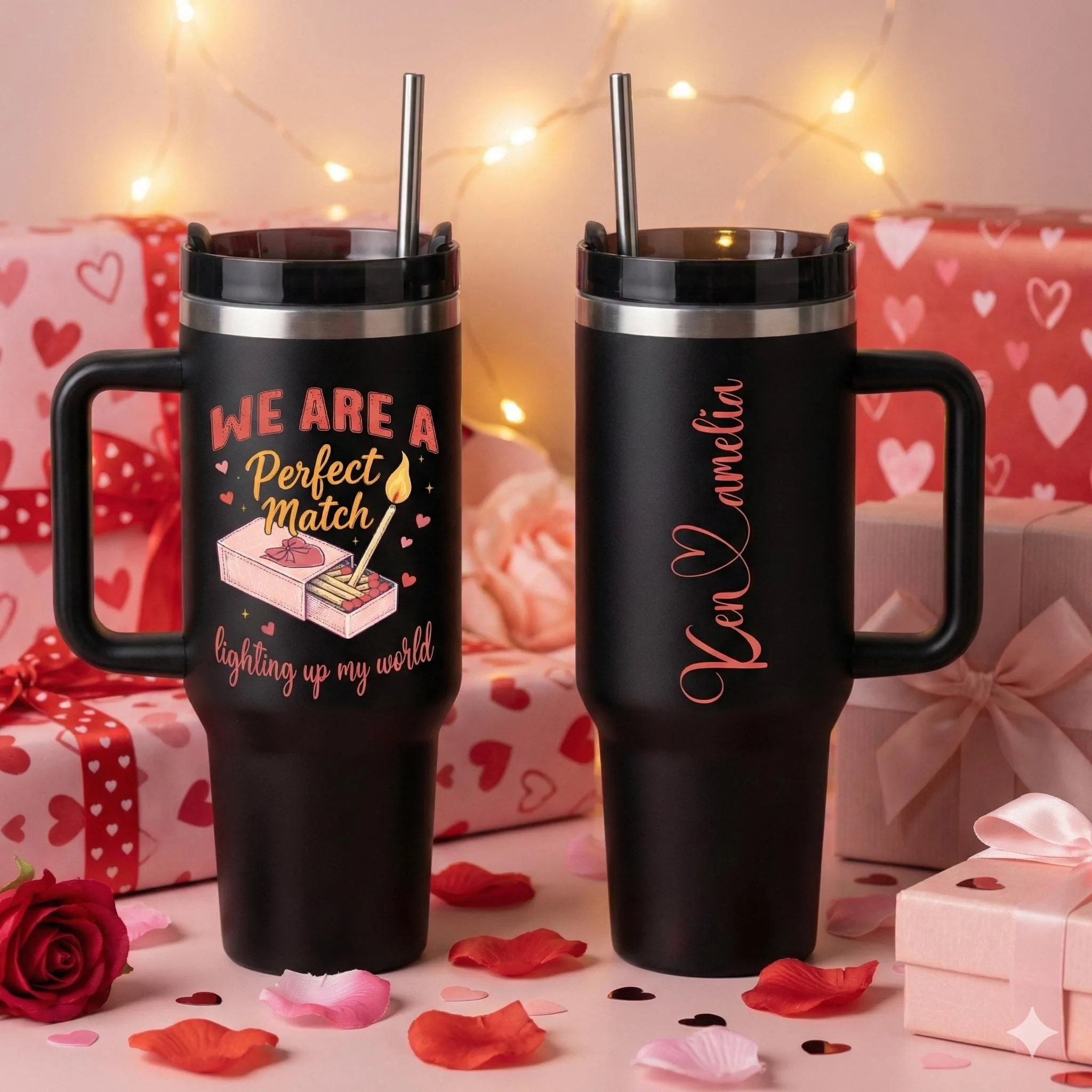 View 5 of Perfect Match Valentine 40 Oz Tumbler With Handle