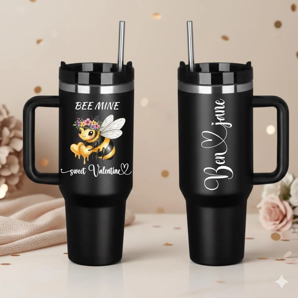 View 6 of Personalized Bee Mine Valentine 40 Oz Tumbler