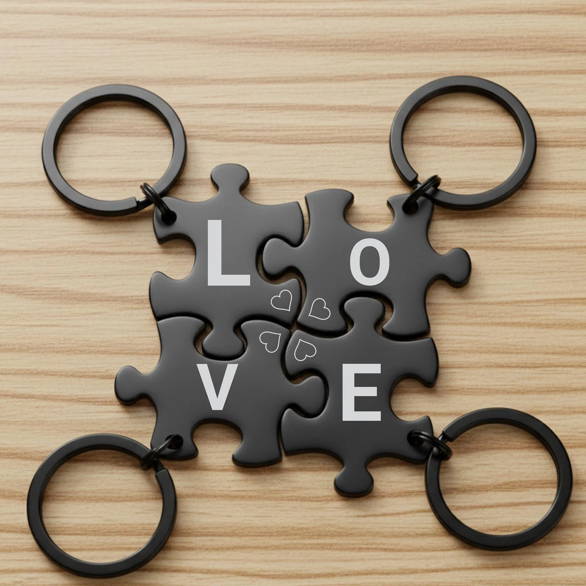 View 6 of Personalized Family Puzzle Keychain Set Of 4