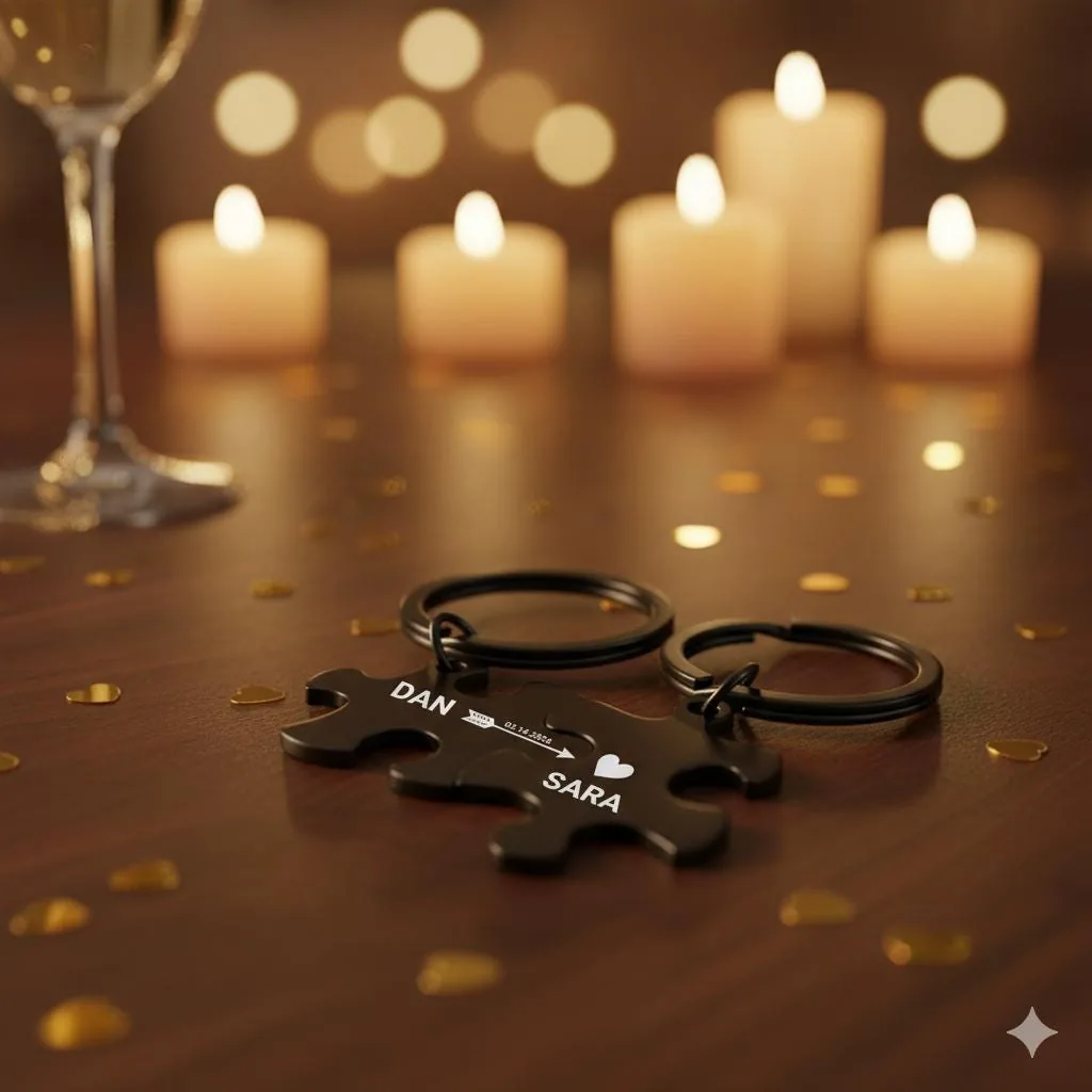 View 4 of Personalized Puzzle Keychain Set