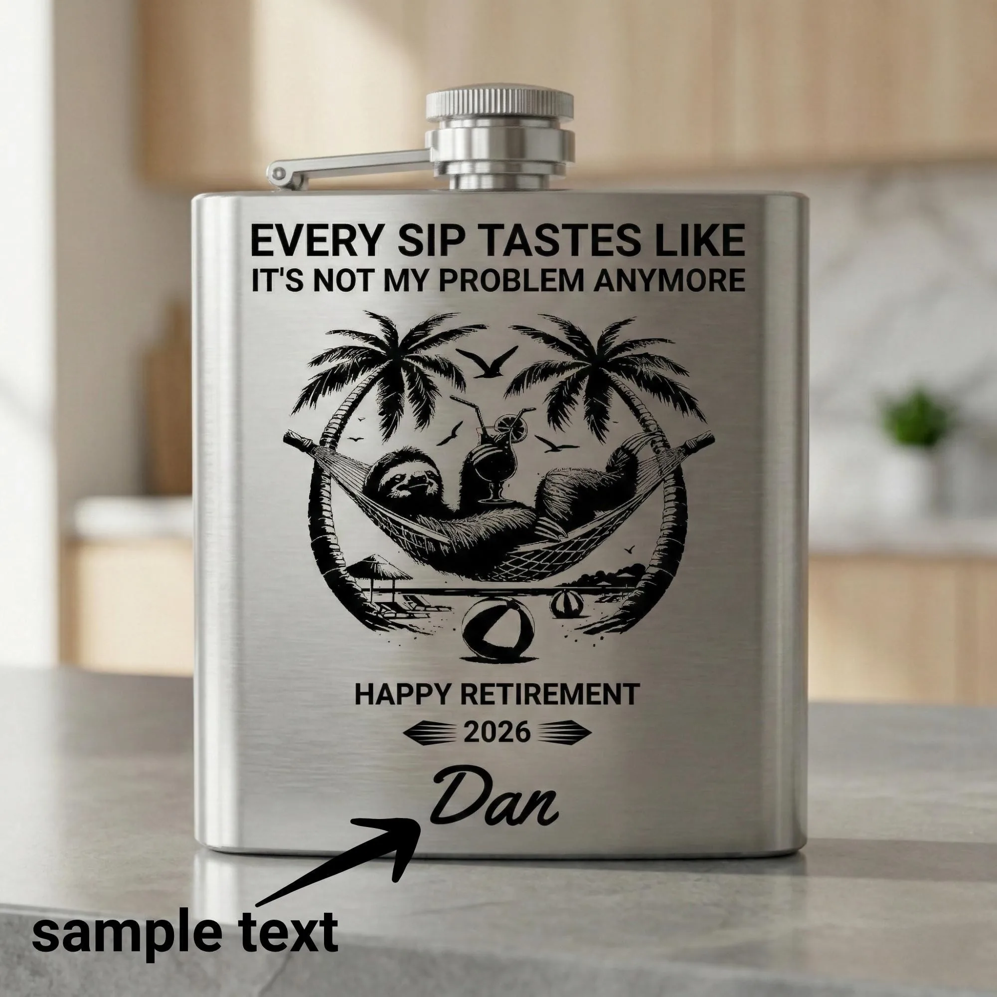 View 2 of Personalized Retirement Flask
