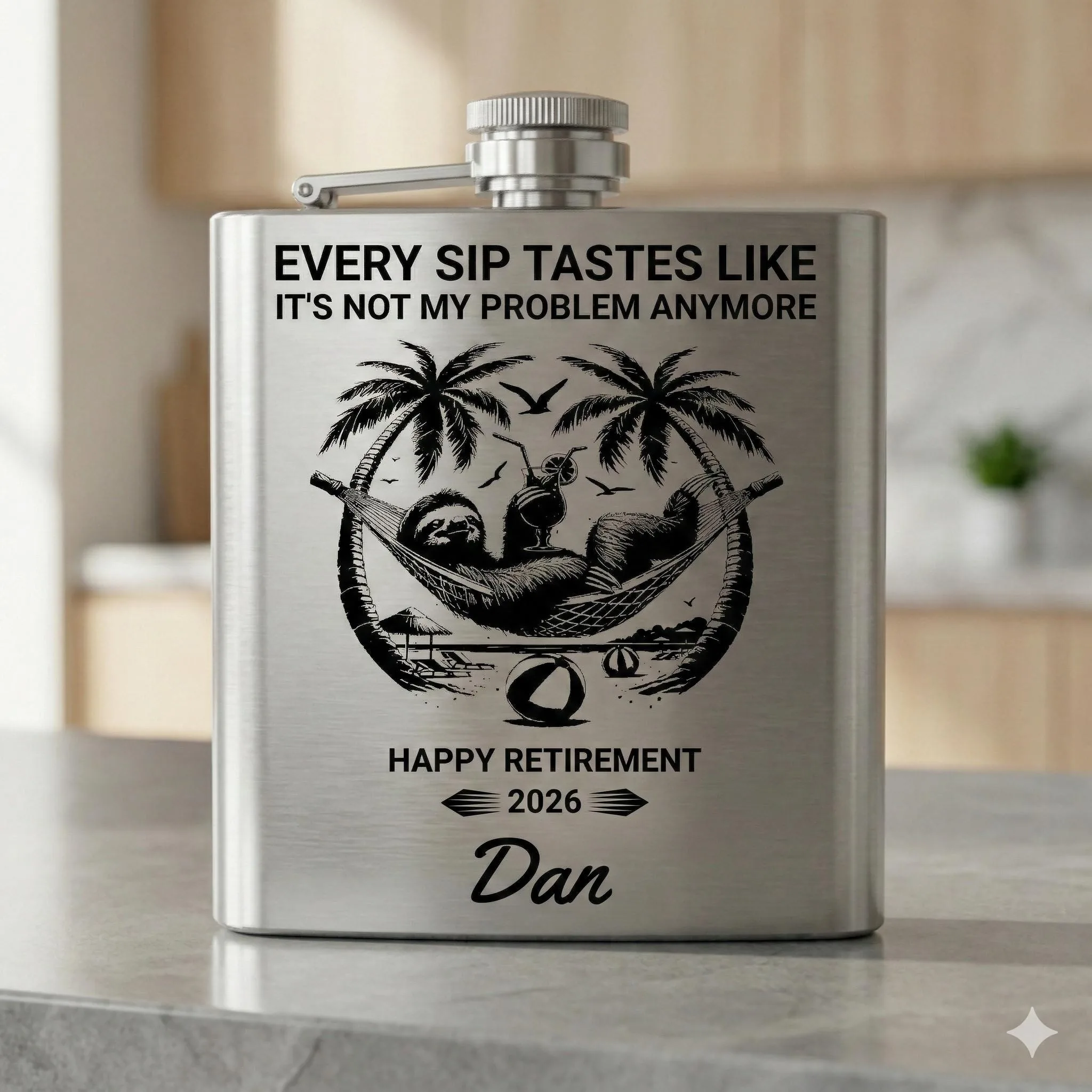 View 4 of Personalized Retirement Flask