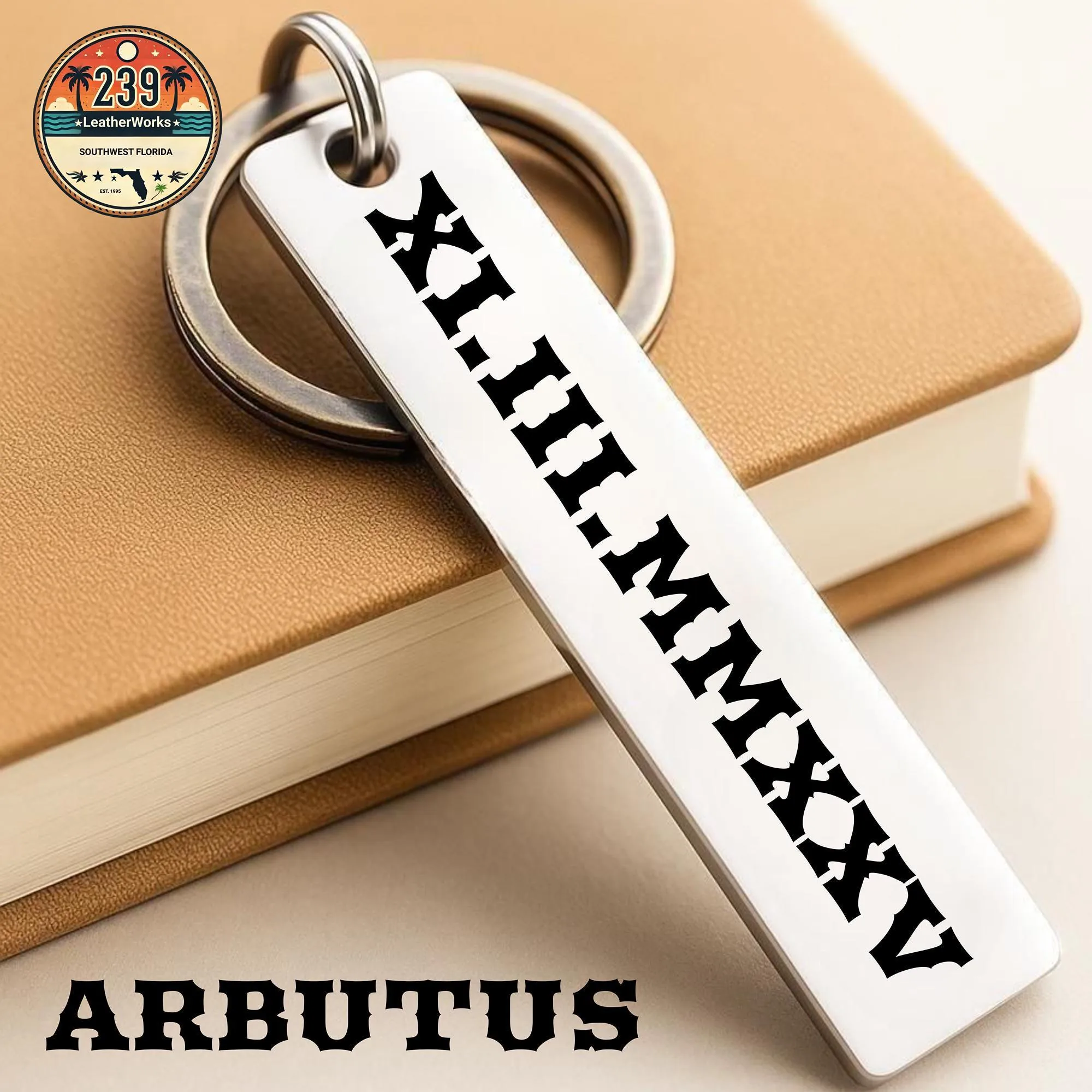 View 6 of Personalized Roman Numeral Keychain • Laser Engraved Stainless