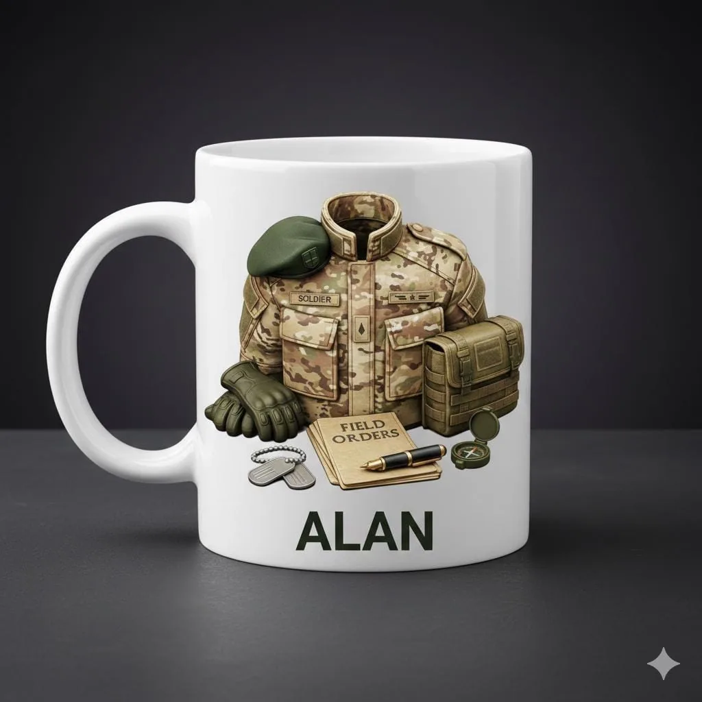 View 4 of Personalized Soldier Mug Custom Name Gift