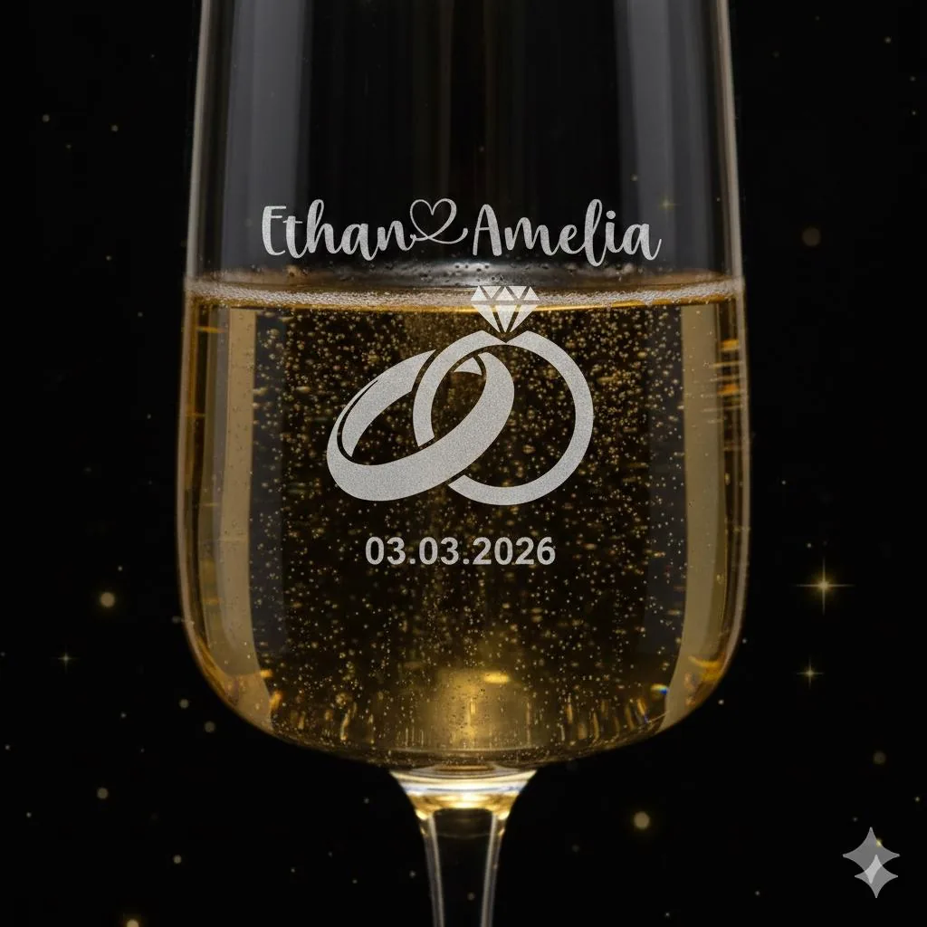 View 2 of Personalized Wedding Champagne Flute