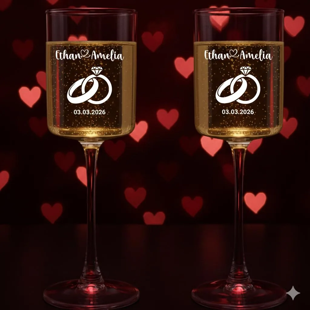 View 5 of Personalized Wedding Champagne Flute