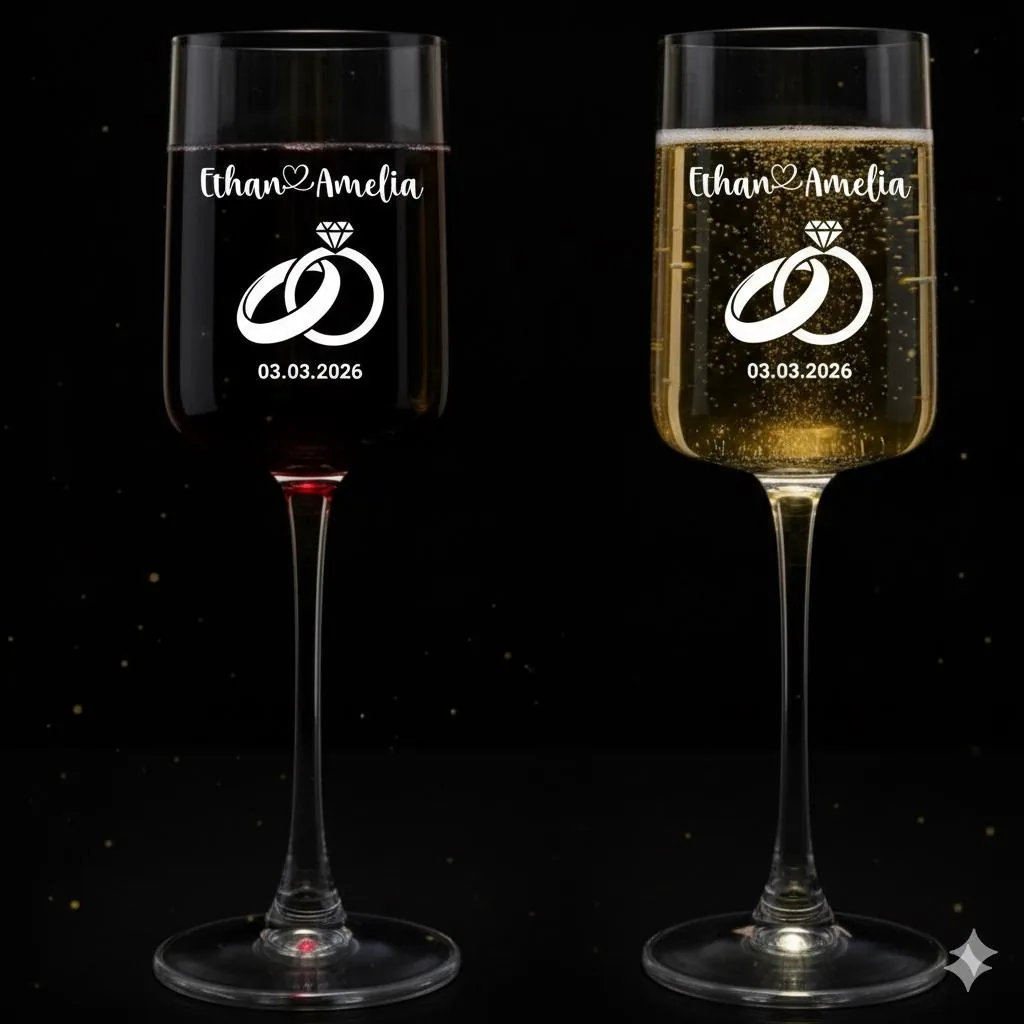 View 6 of Personalized Wedding Champagne Flute