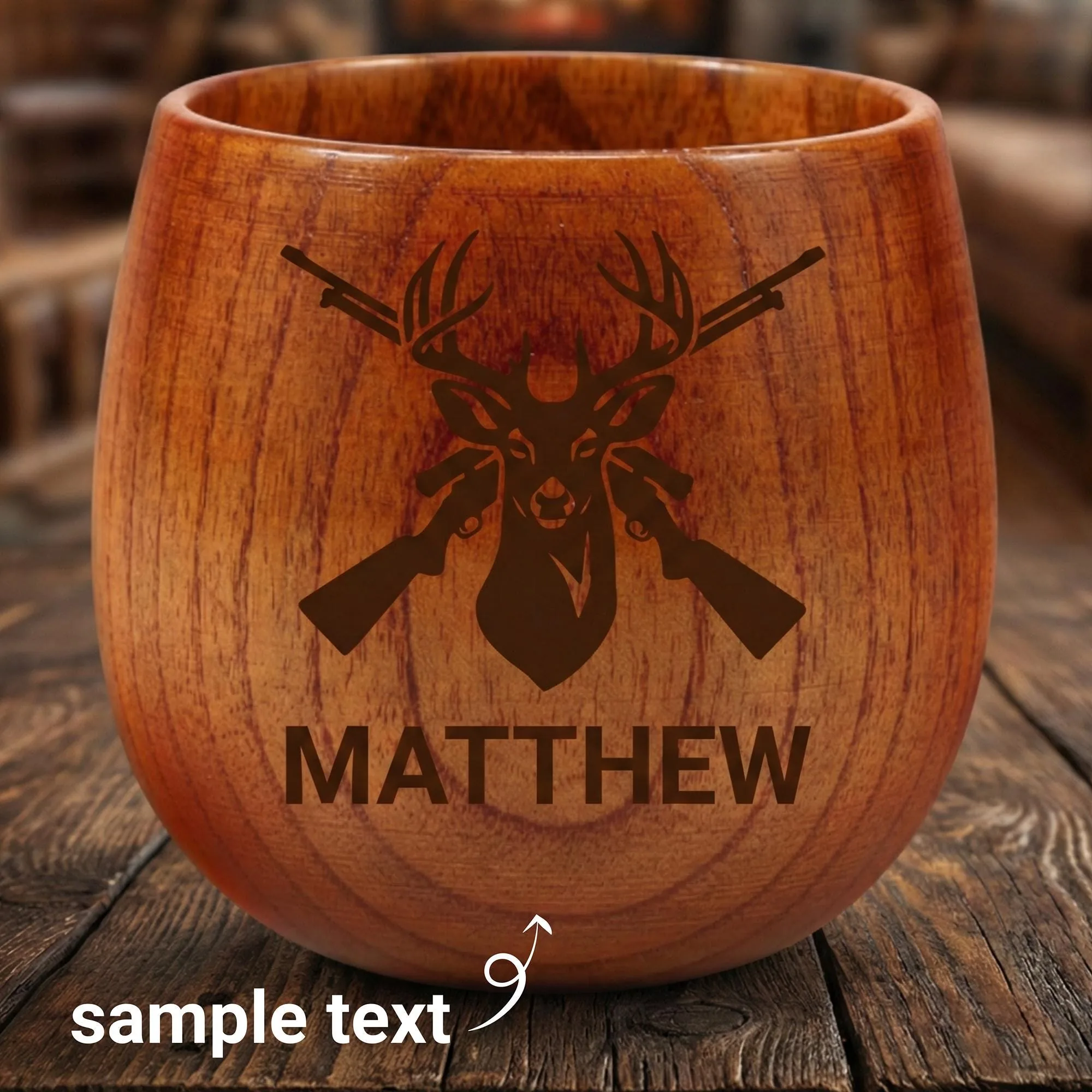 View 2 of Personalized Wooden Whiskey Cup