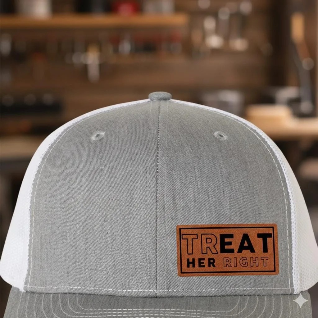 View 2 of Treat Her Right Leather Patch Hat